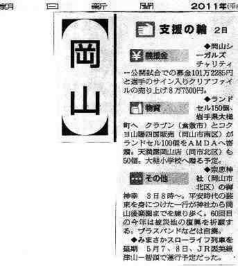 支援の輪　 朝日新聞