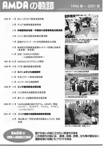 AMDAの軌跡1996-2001年　2014/11/30AMDA30周年記念祝賀会配布資料 新聞以外